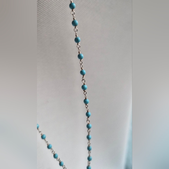 Beautiful faceted Turquoise Silver Necklace Ft. Elephant Clasp. - Picture 2 of 5